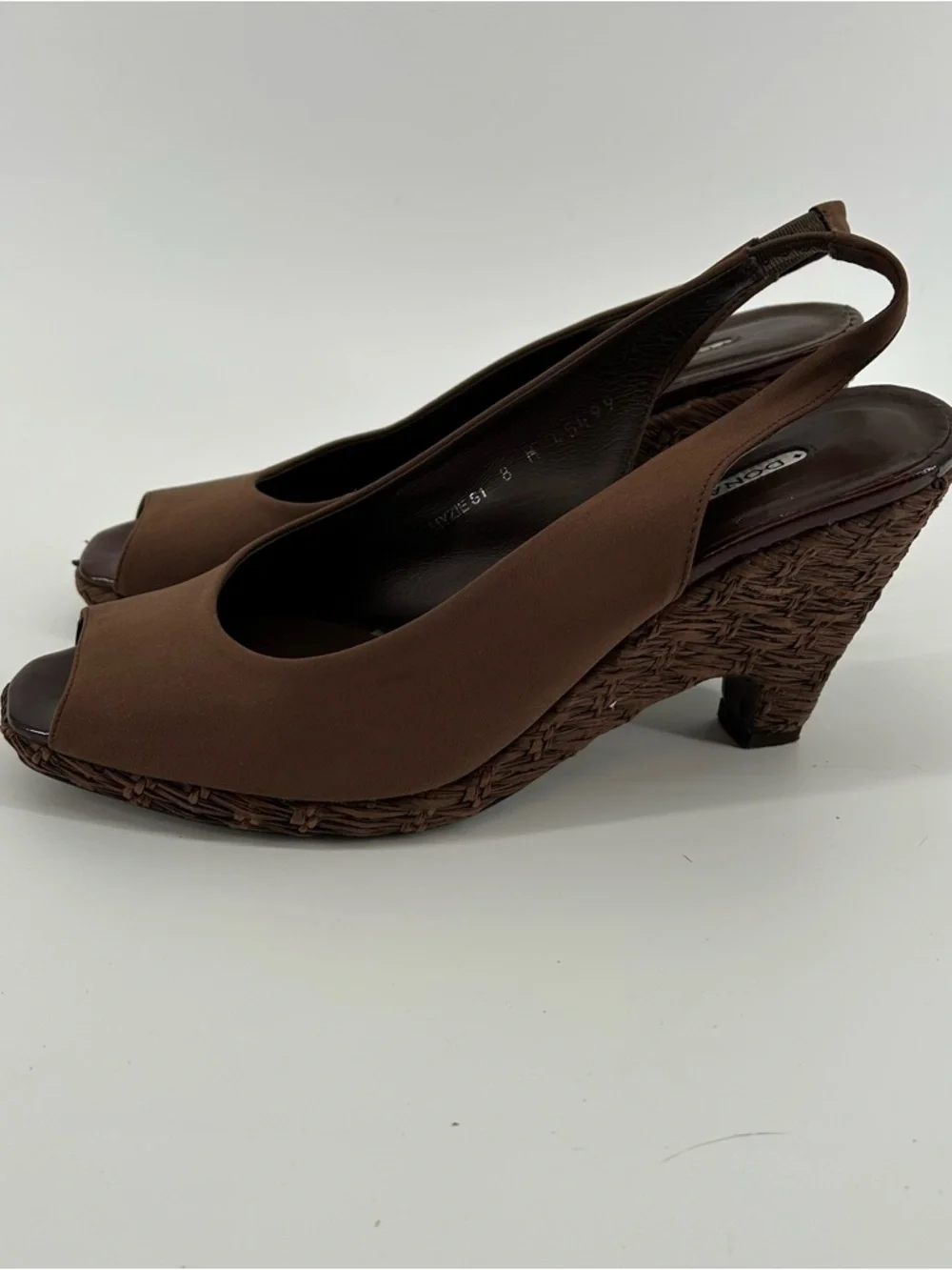 Donald J. Pliner Myzie Brown Open-Toe Slingback Wedges